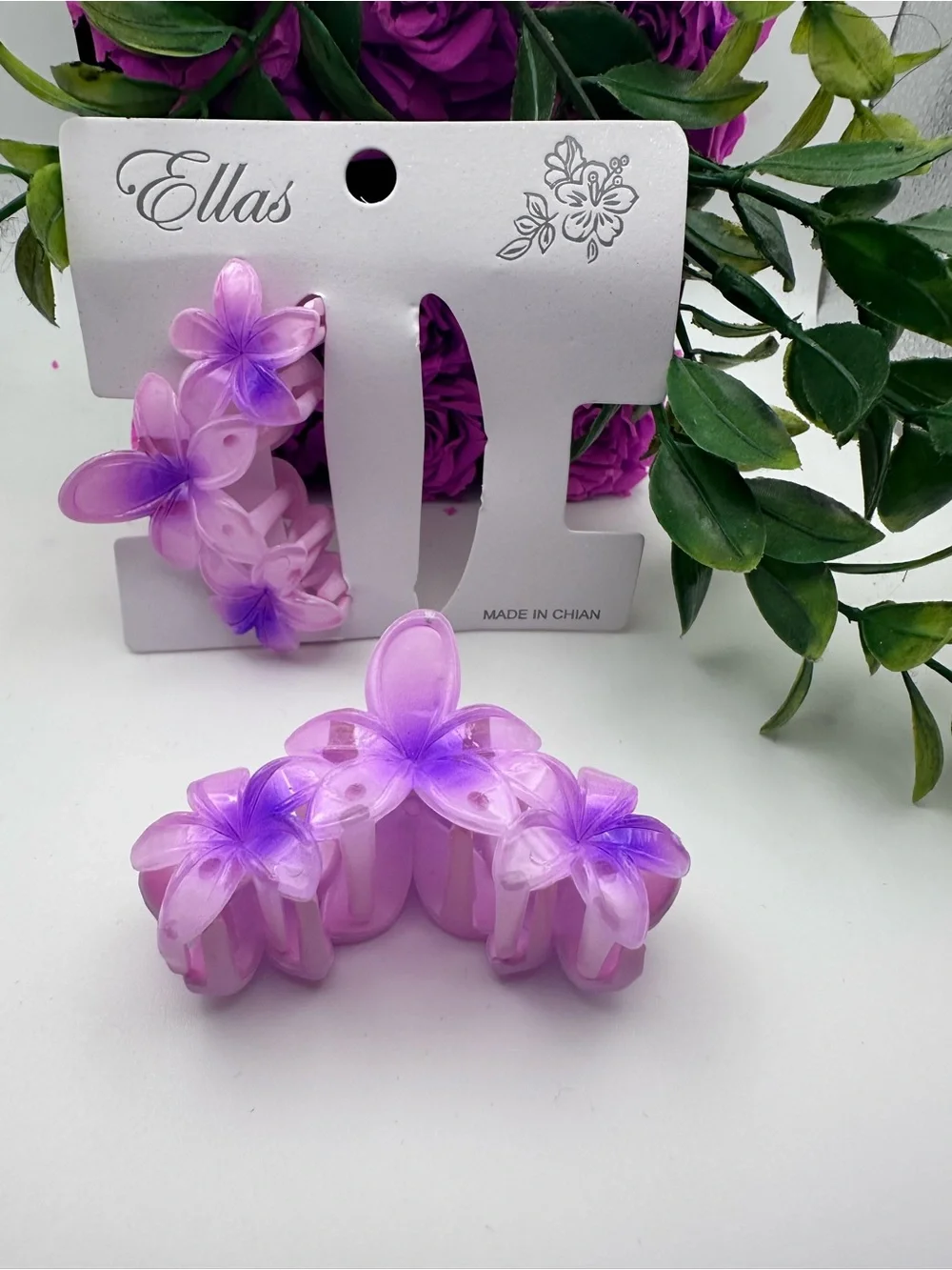 Purple Flower Hair Accessories Claw Clips